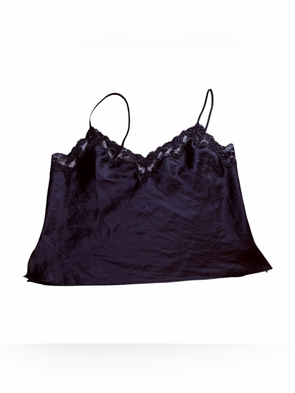 VTG 90s Y2K Victoria Secret Cami Black Babydoll Satin Lace Coquette Size M